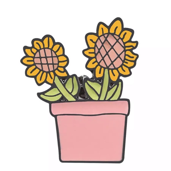 🎉 New Potted Sunflower Plant Enamel Pin - Picture 4 of 5